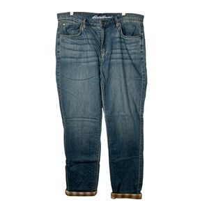 Eddie Bauer Flannel Lined Jeans Straight Boyfriend Jeans Size10 Gorpcore Camping